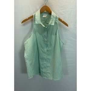 The Bubble Womens Green Striped Racer Back Top Seersucker Performance Sz XL